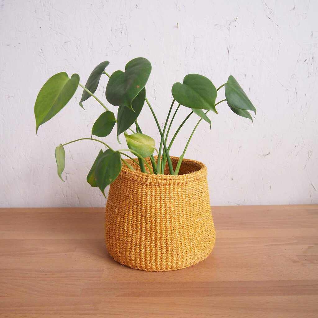 Amsha - Small Golden Yellow Sisal Basket - Woven in Kenya
