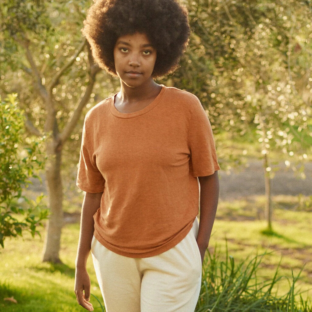 Jungmaven - Burnt Orange 100% Hemp Dakota Tee - Large
