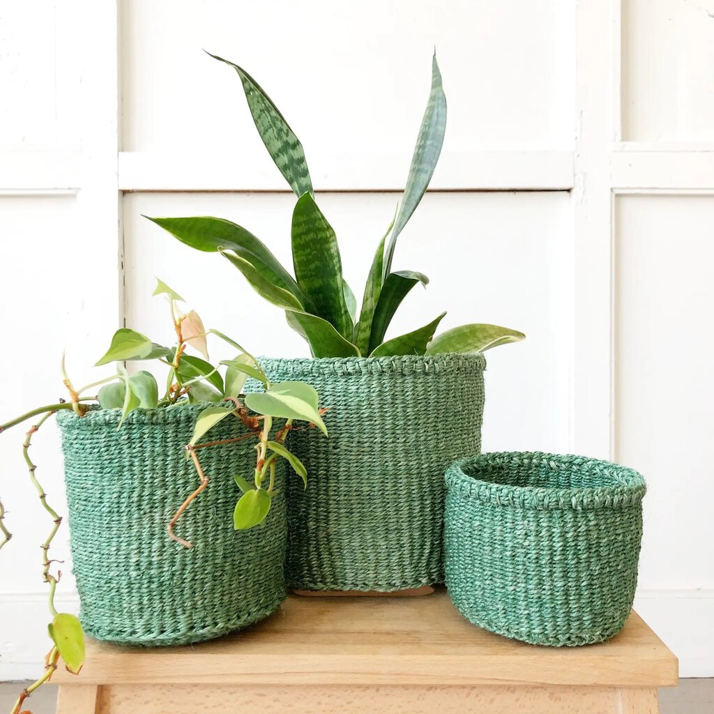 Amsha - Sage Green Sisal Storage Basket - Small