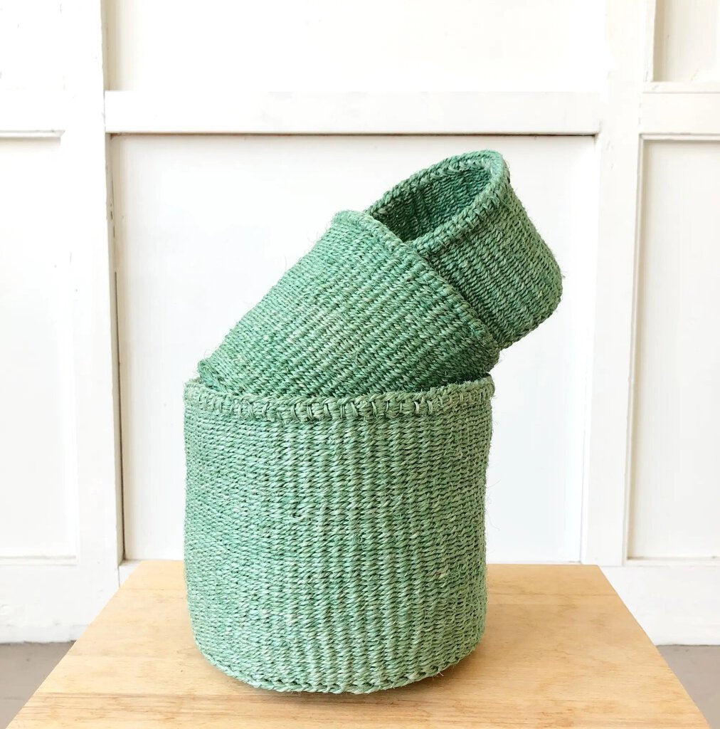 Amsha - Sage Green Sisal Storage Basket - Small