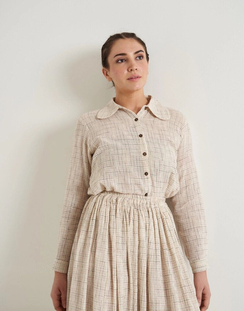 World of Crow - Handwoven Tattersall Western Shirt - Small