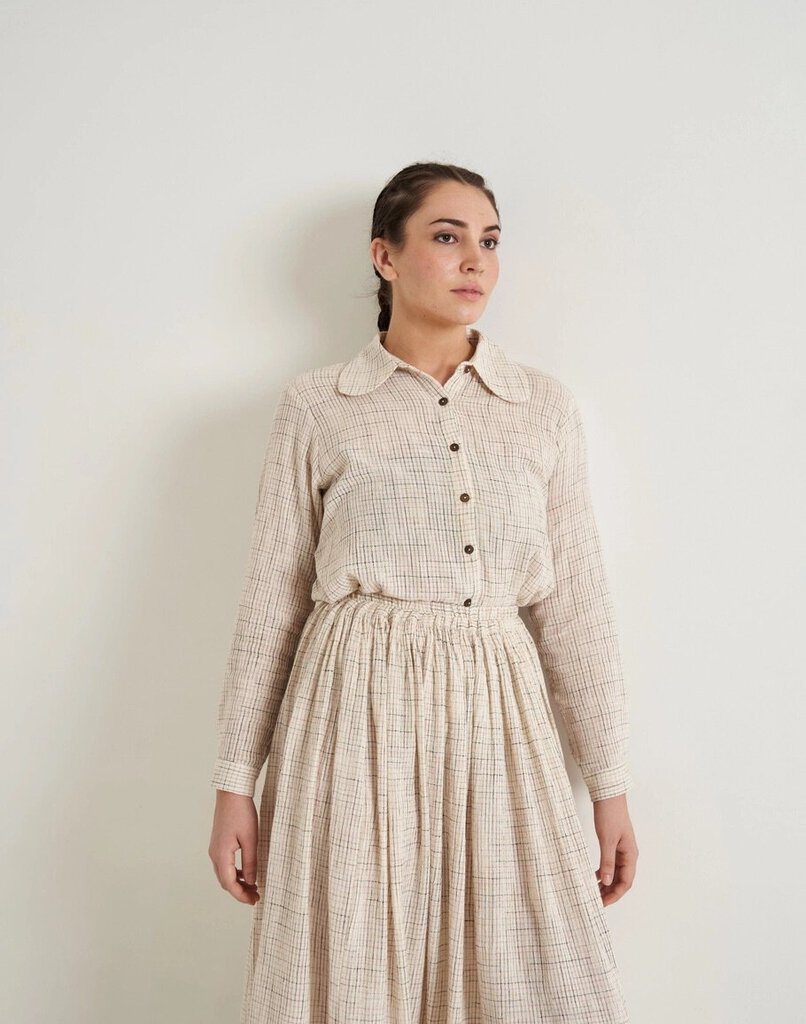World of Crow - Handwoven Tattersall Western Shirt - Small