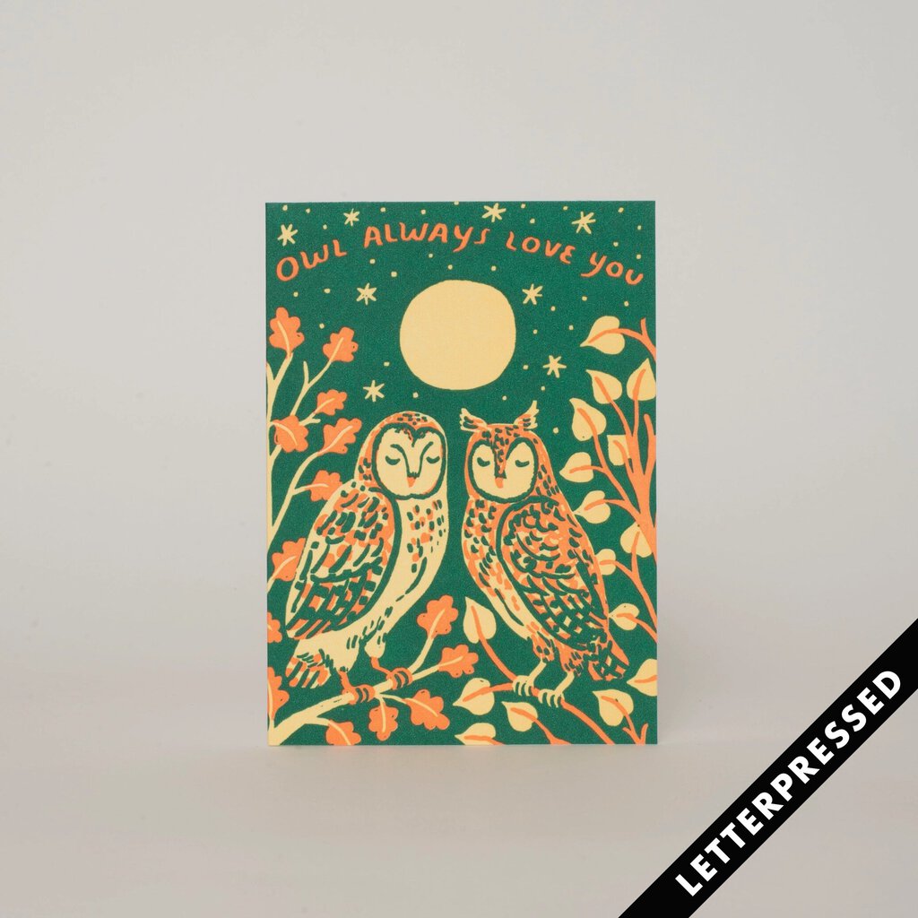 Phoebe Wahl - Letterpress Greeting Card - Owl Love