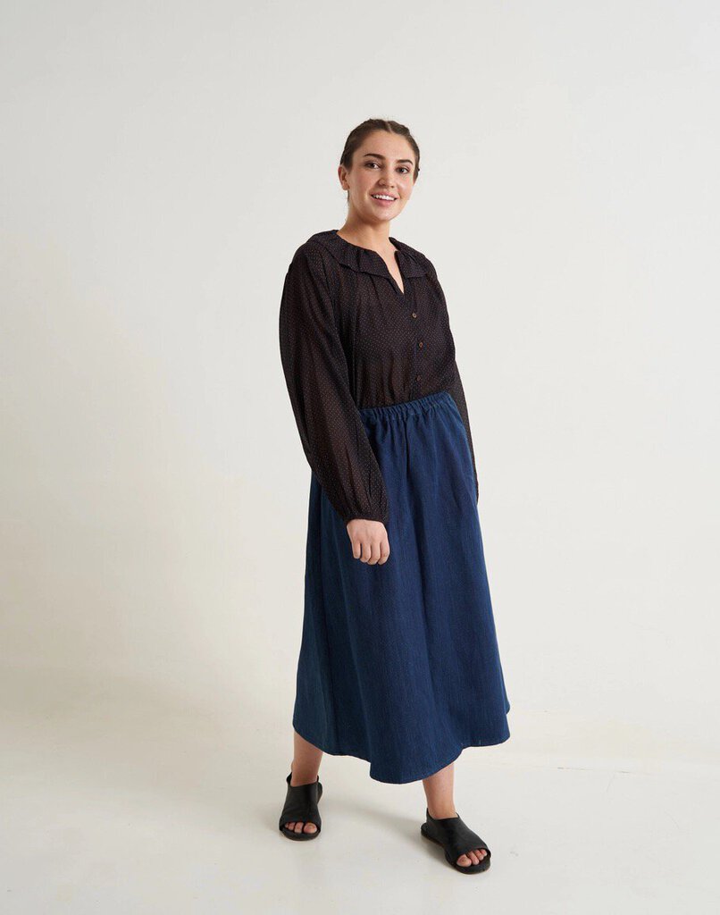 World of Crow - Polka Dot Ruffle Collar Top - Medium