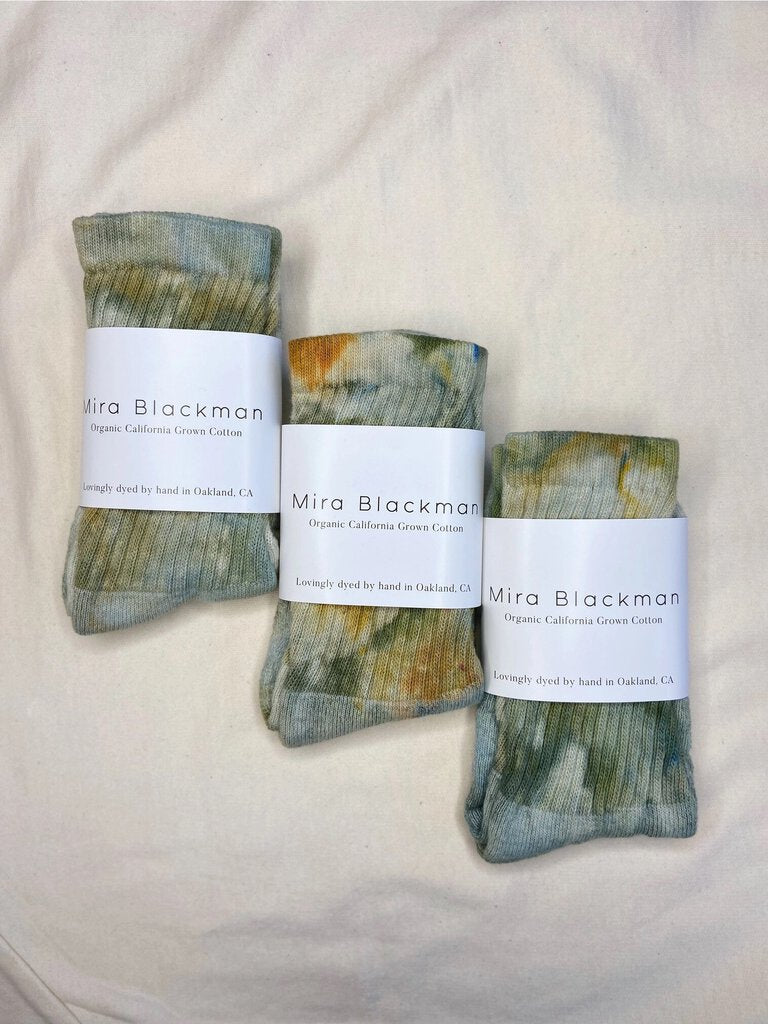 Mira Blackman - Ice-dyed Organic Cotton Socks - Lichen