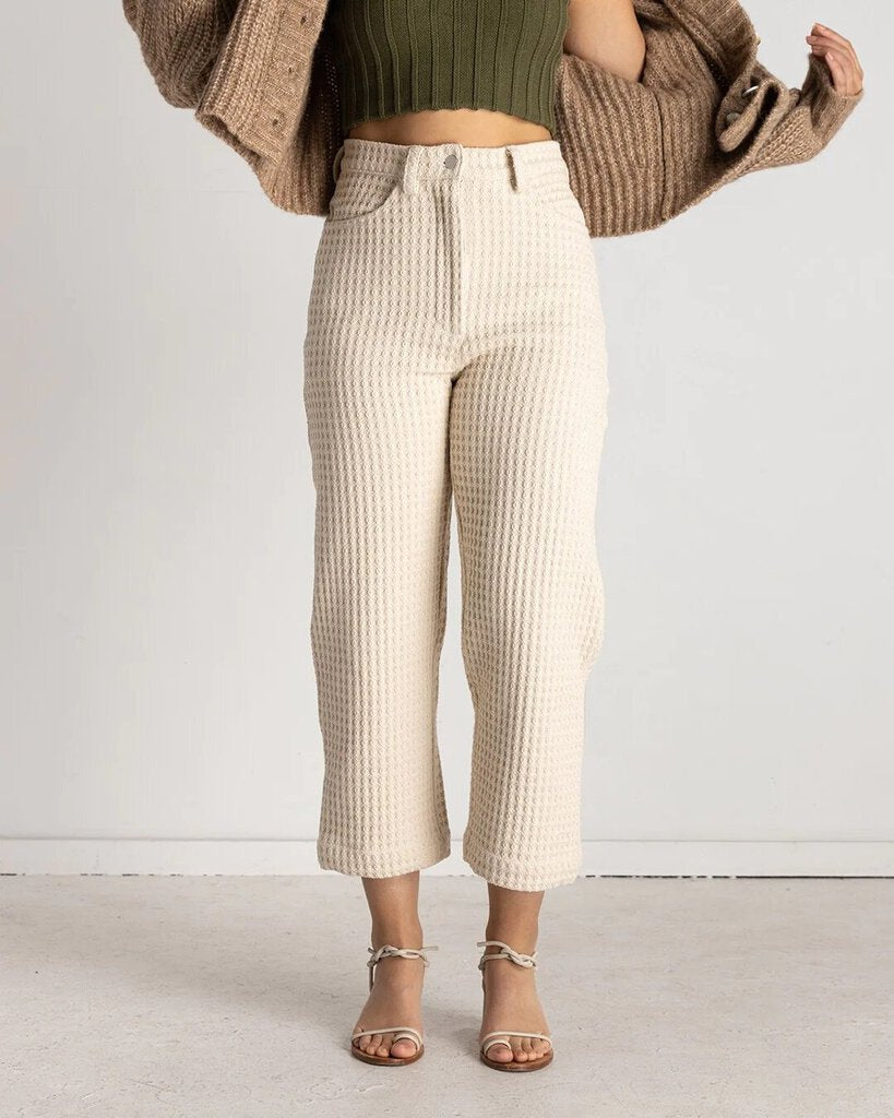 Soluna Collective - Natural Waffle Wide Leg Pants - Size 16
