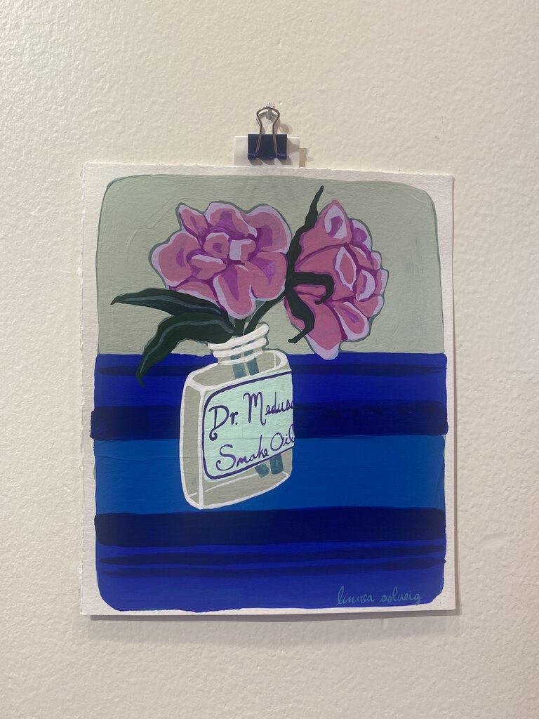 Linnea Solveig - Dr. Medusa's Snake Oil with Wild Roses Original Painting