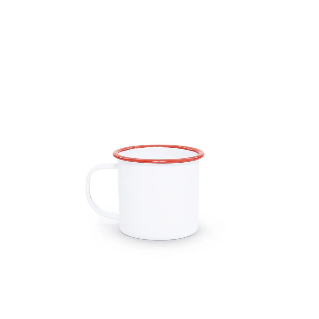 Crow Canyon Enamelware - White + Red Mug - 12oz