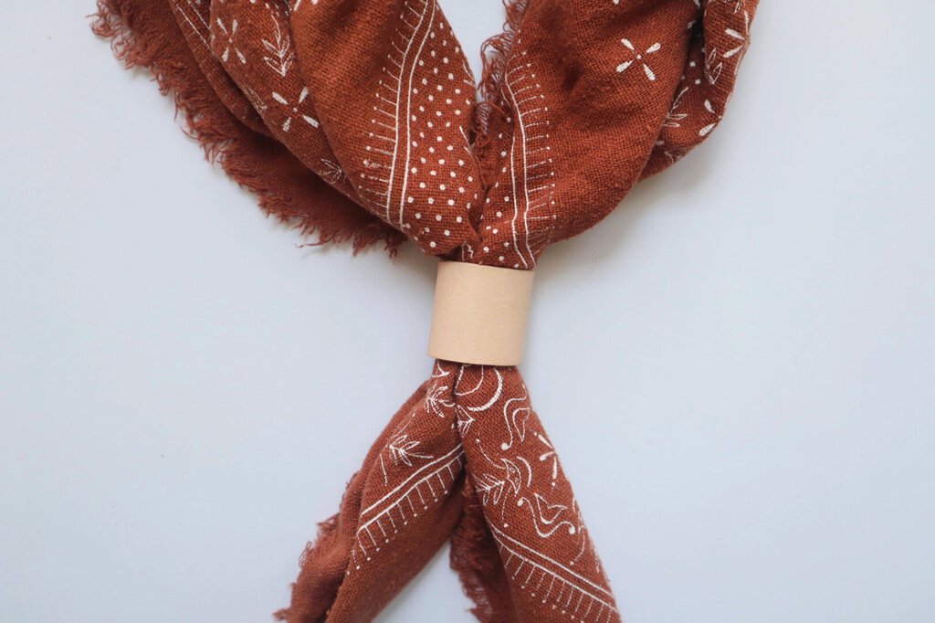 Eco Raw Studio - Plant-dyed Raw Silk Bandana - Sienna + White