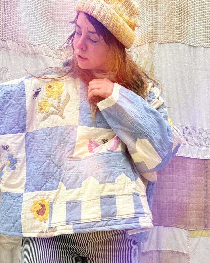 Reclaim Creative - Vintage Quilt Remnant Hoodie - Hope Garden