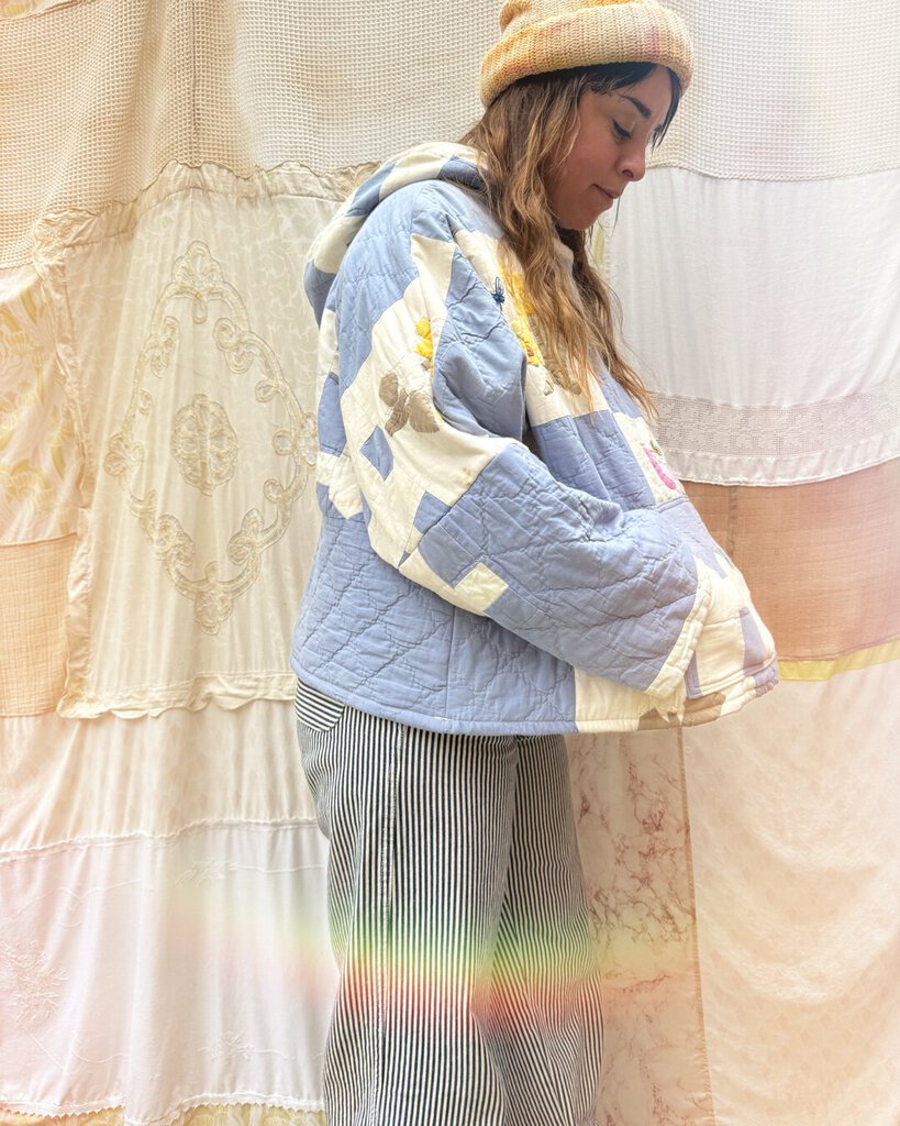 Reclaim Creative - Vintage Quilt Remnant Hoodie - Hope Garden