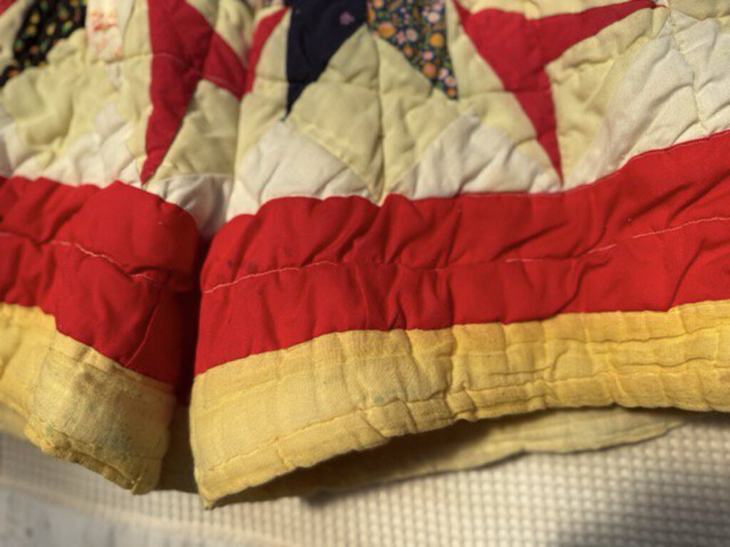 Reclaim Creative - Red Vintage Quilt Remnant Shorts - XLarge