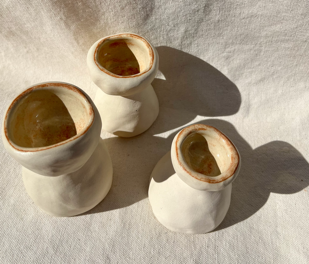 Roaming Barefoot - Handbuilt Ceramic Candle Holder Trio