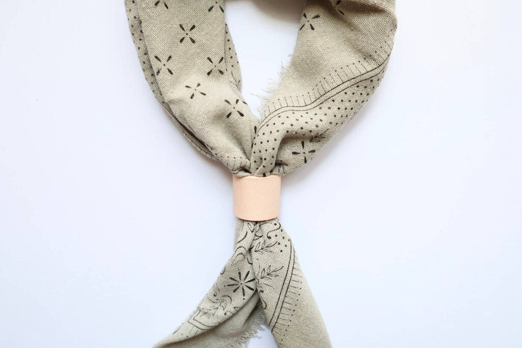 Eco Raw Studio - Plant-dyed Raw Silk Bandana - Sage Grey + Charcoal