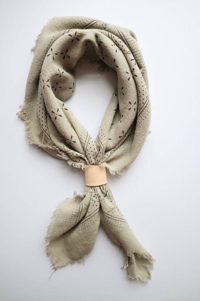 Eco Raw Studio - Plant-dyed Raw Silk Bandana - Sage Grey + Charcoal