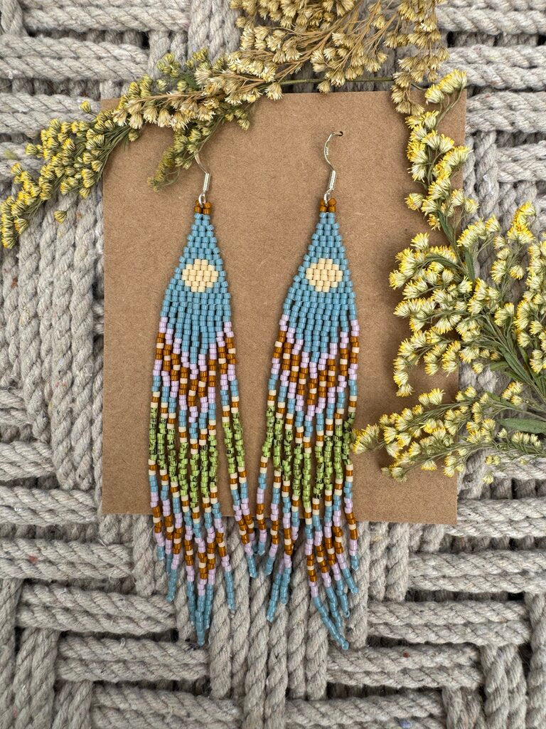 Waleia Creative - Cherokee Beadwork Earrings - Full Moon