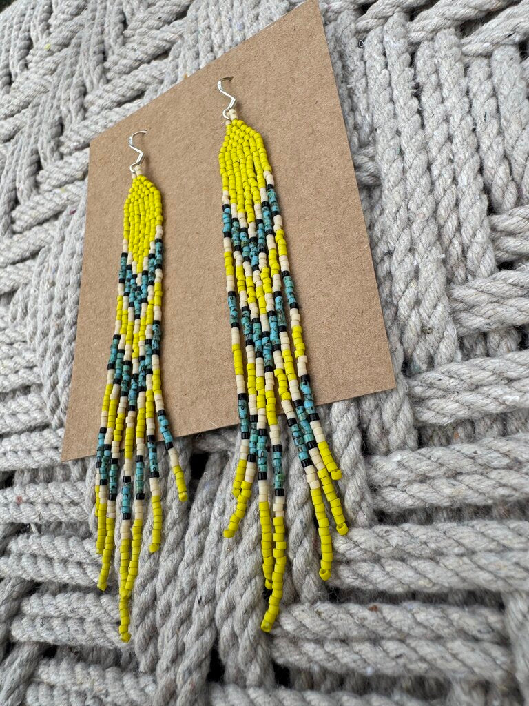 Waleia Creative - Cherokee Beadwork Earrings - Lime Friday