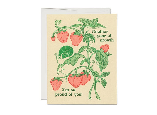 Red Cap Cards - Another Year of Growth + Strawberries - Hannah-Michelle Bayley