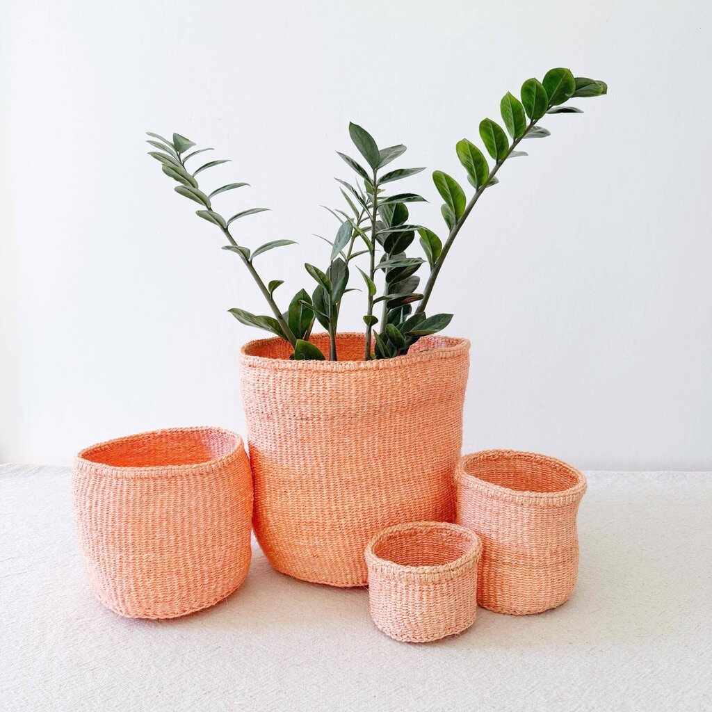 Amsha - Peach Sisal Storage Basket - XS