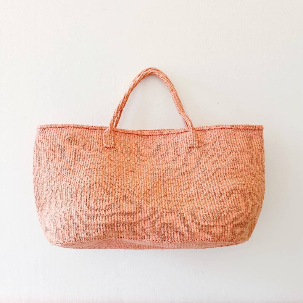 Amsha - Giant Handwoven Sisal Tote - Peach