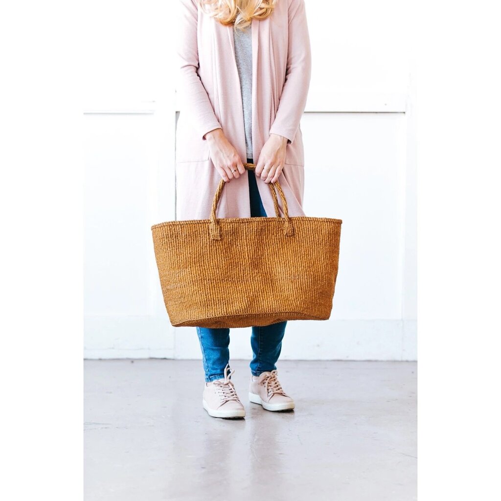 Amsha - Ochre Sisal Super Tote - Woven in Kenya
