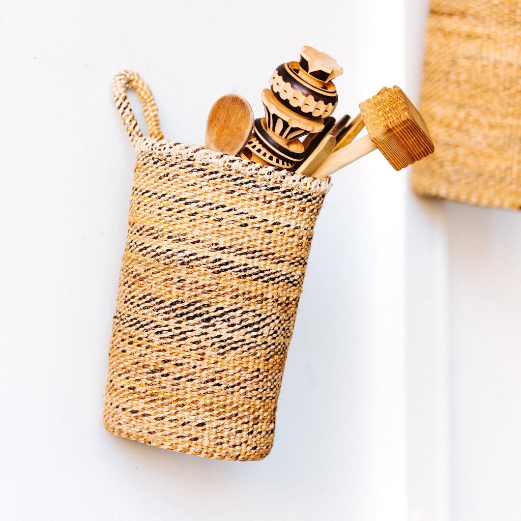 Amsha - Banana Leaf Sisal Hanging Storage Basket - Small