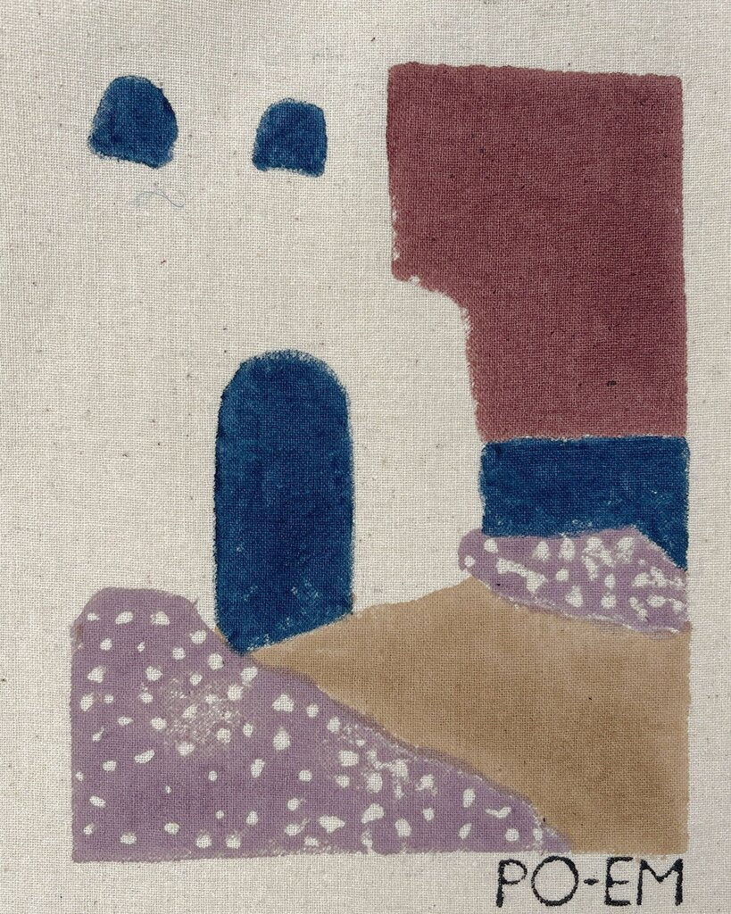 PO-EM - Meet-Me-Here Block-printed Long Cotton Tank - Large/XLarge