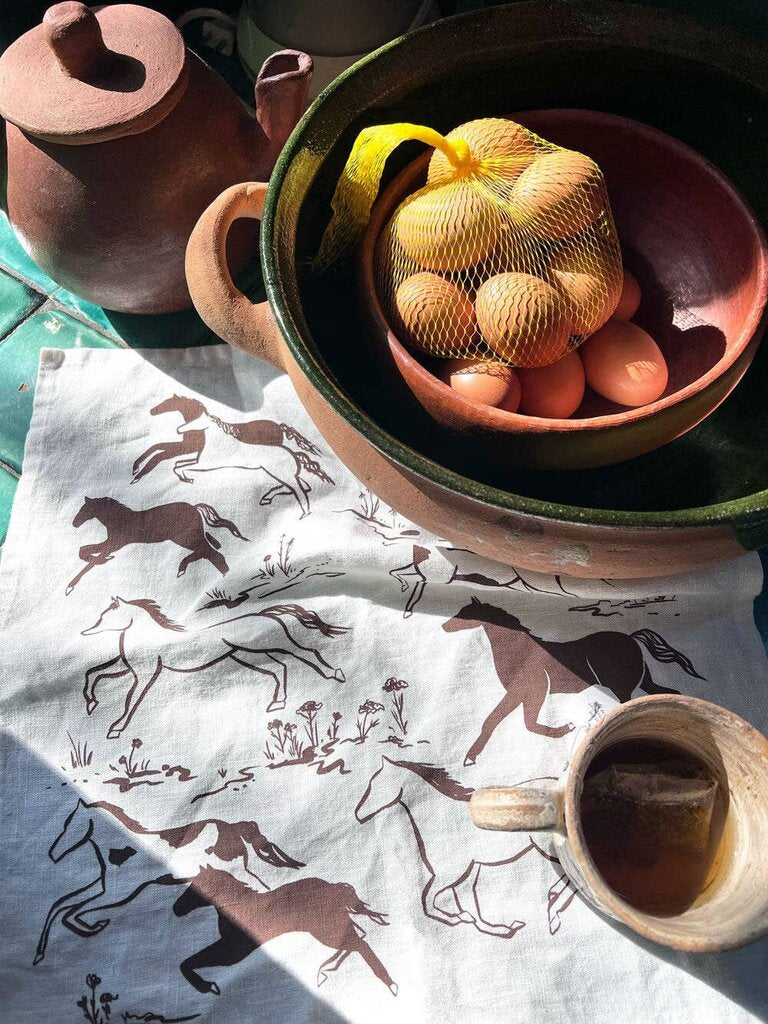 Elana Gabrielle - Wild Horses Linen Tea Towel