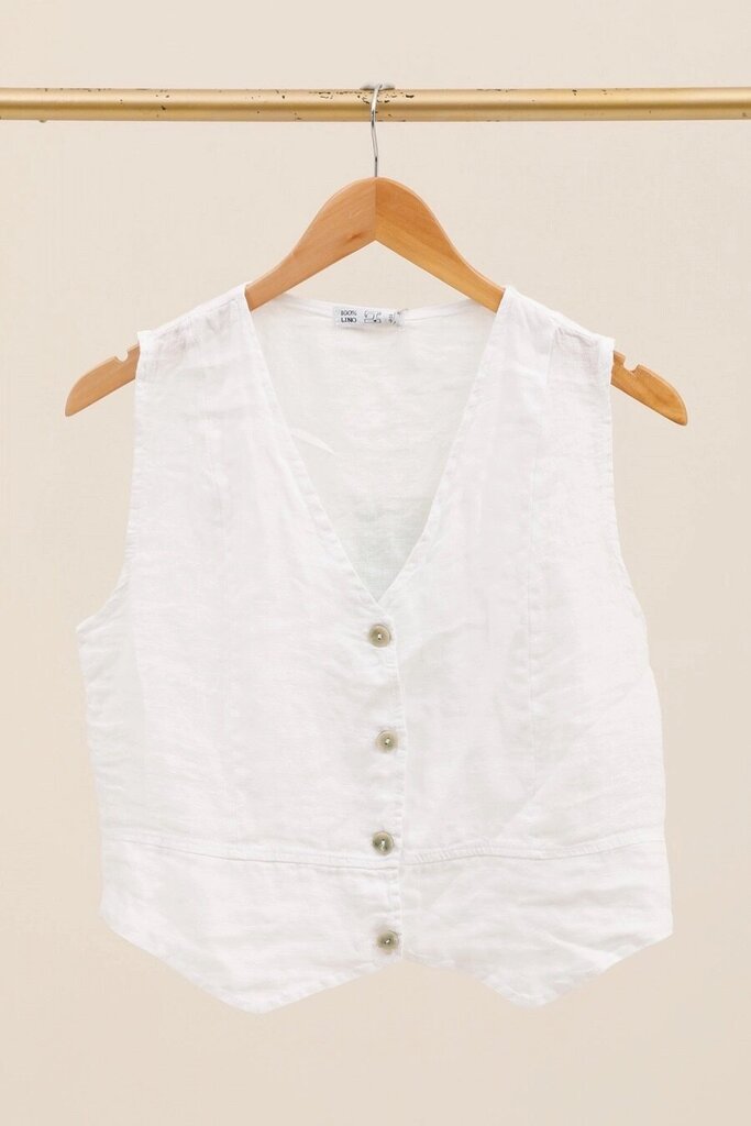 la maison des fibres naturelles - Blanc French Linen Vest - One Size