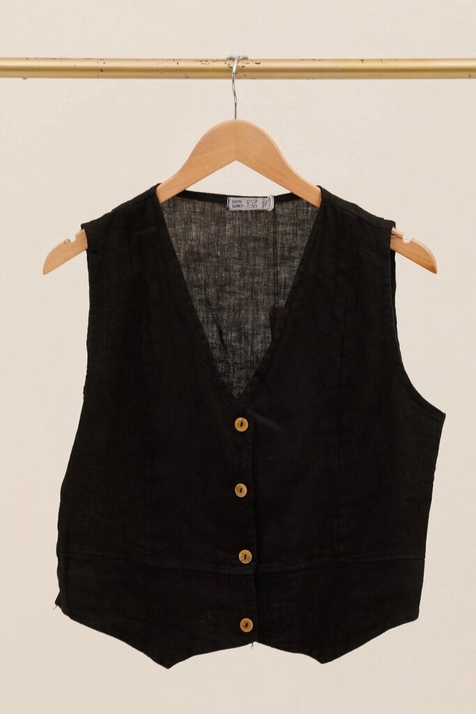 la maison des fibres naturelles - Noir French Linen Vest - One Size