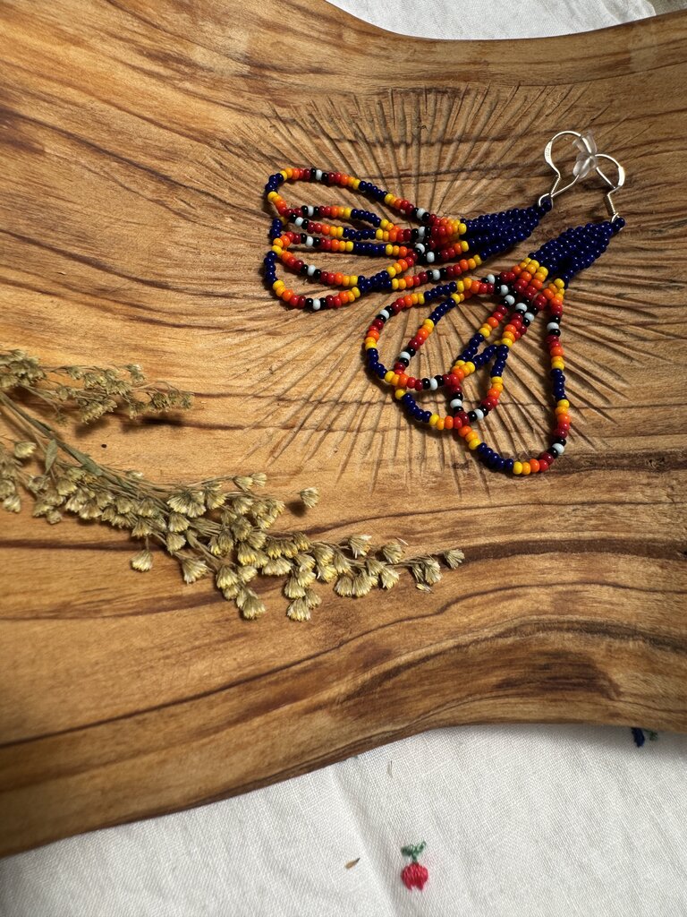 Waleia Creative - Cherokee Beadwork Earrings - Indigo Loops