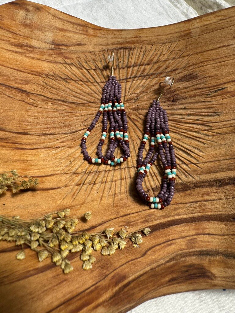Waleia Creative - Cherokee Beadwork Earrings - Lavender Loops
