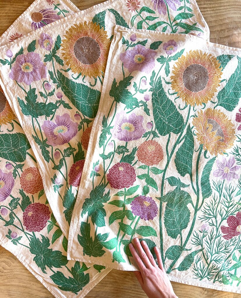 Lili Arnold Studios - Summer Garden Organic Cotton Tea Towel
