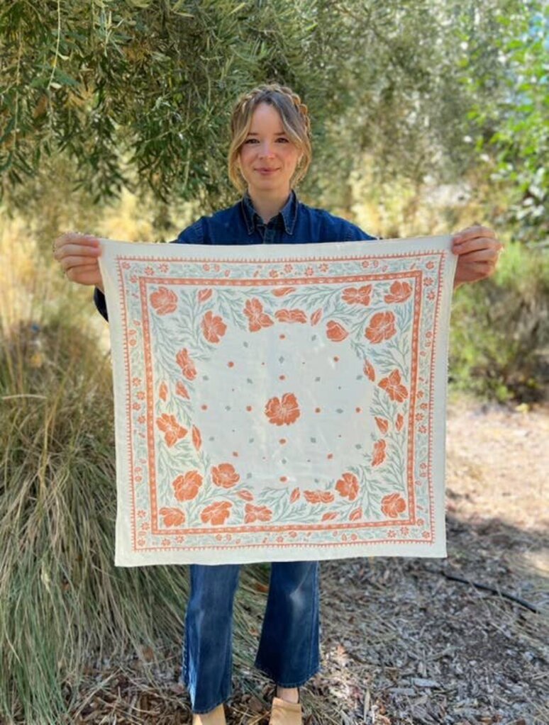 Lili Arnold Studios - California Poppies Hemp & Organic Cotton Bandana