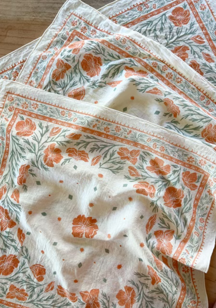 Lili Arnold Studios - California Poppies Hemp & Organic Cotton Bandana