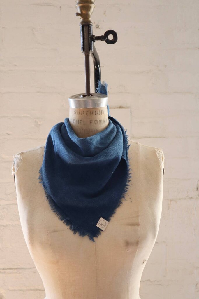 Eco Raw Studio - Plant-dyed Raw Silk Bandana - Solid Indigo
