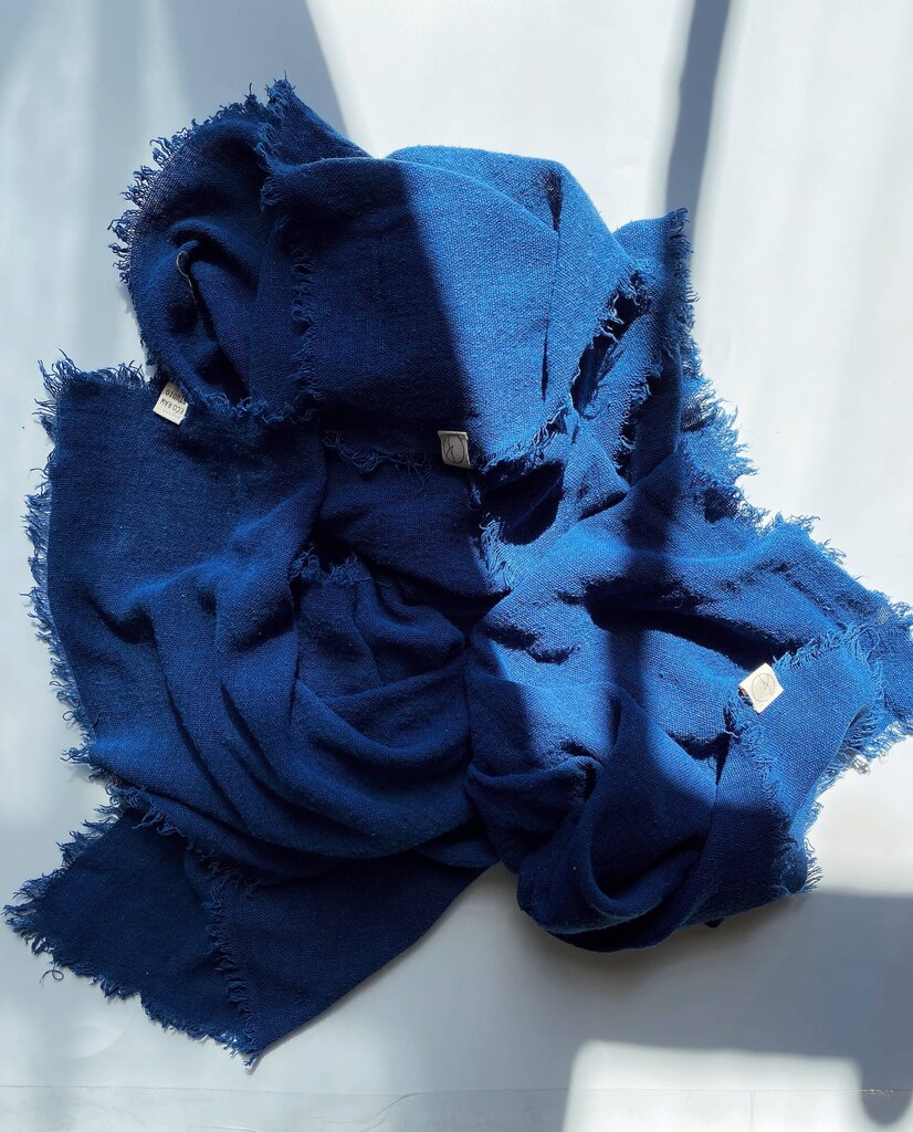 Eco Raw Studio - Plant-dyed Raw Silk Bandana - Solid Indigo