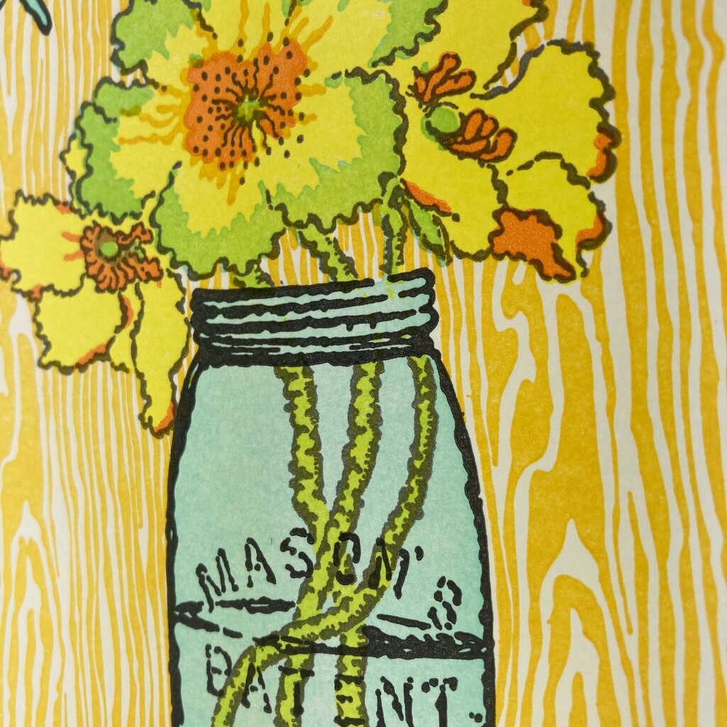 Old School Stationers - Local Letterpress Notecard - Thanks a Bunch Mason Jar Bouquet