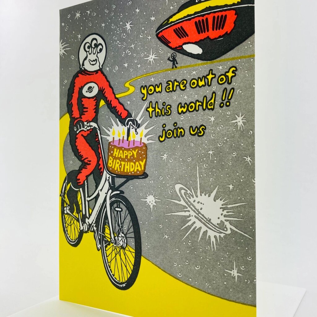 Old School Stationers - Local Letterpressed Notecard - Happy Birthday from Space!
