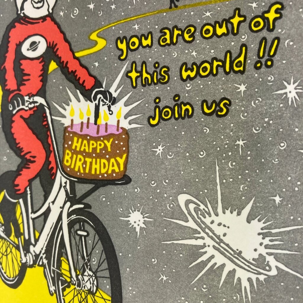 Old School Stationers - Local Letterpressed Notecard - Happy Birthday from Space!