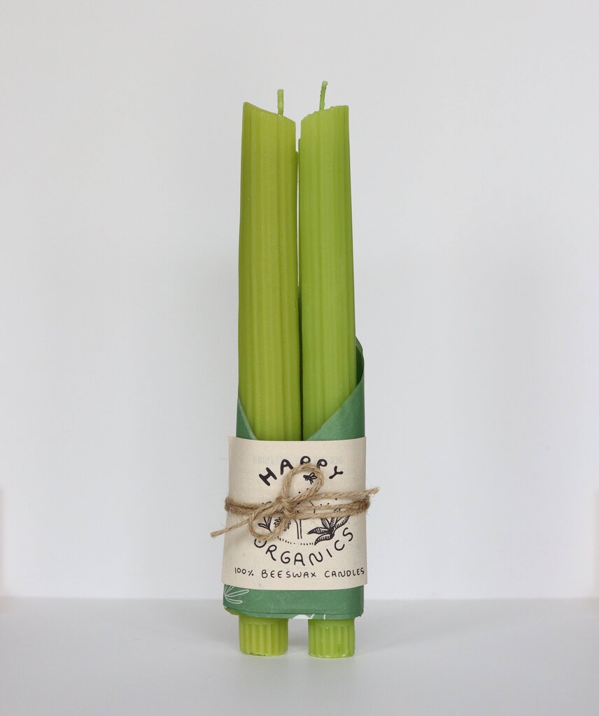 Happy Organics - Celery Taper Beeswax Candle Pair