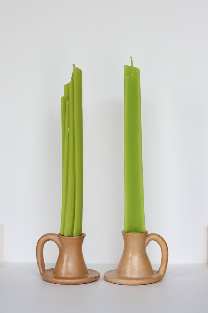 Happy Organics - Celery Taper Beeswax Candle Pair