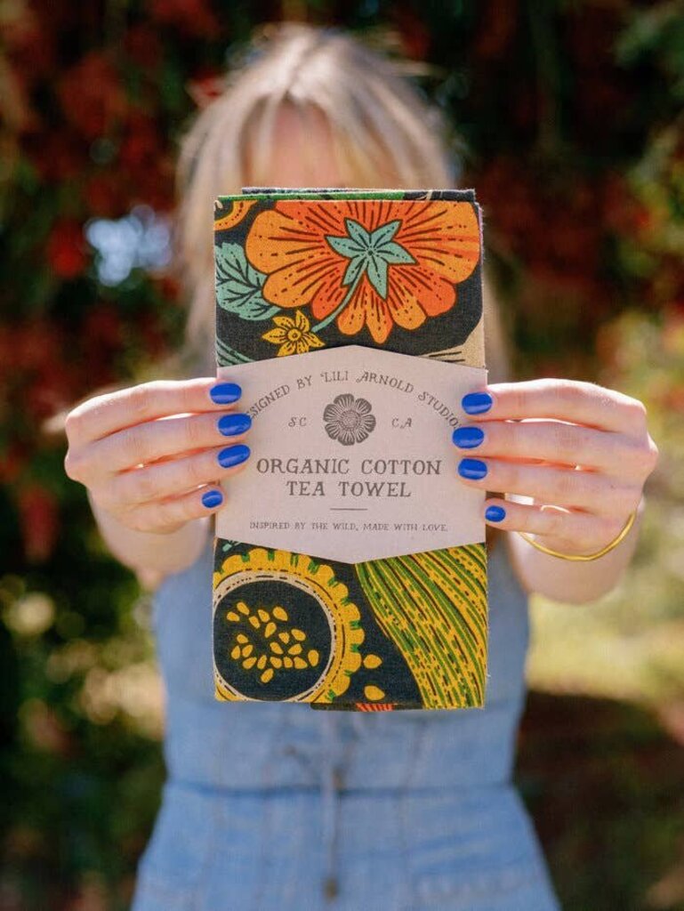 Lili Arnold Studios - Midnight Veggie Garden Organic Cotton Tea Towel