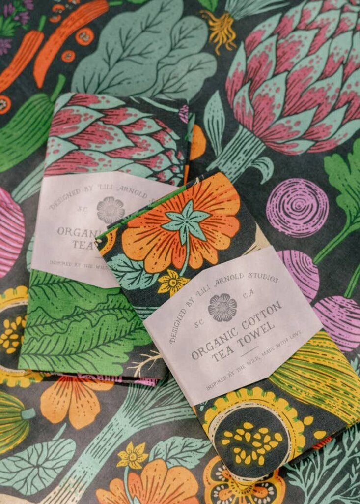 Lili Arnold Studios - Midnight Veggie Garden Organic Cotton Tea Towel