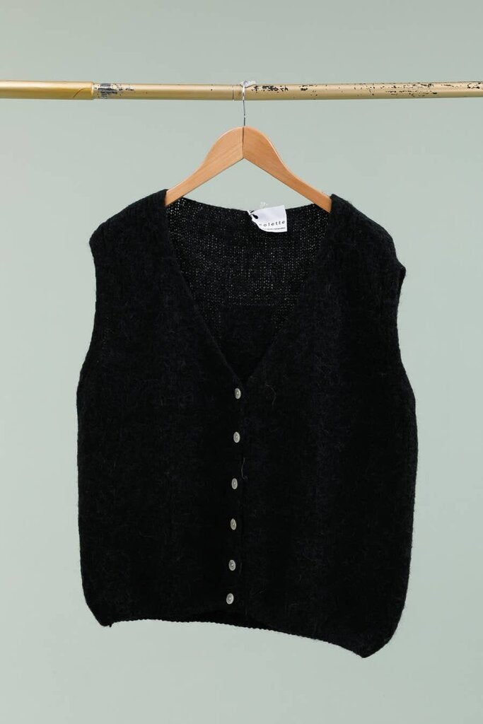 la maison des fibres naturelles - Noir Woolen Knit Vest - One Size