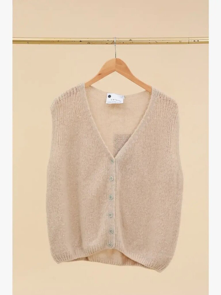 la maison des fibres naturelles - Beige Woolen Knit Vest - One Size