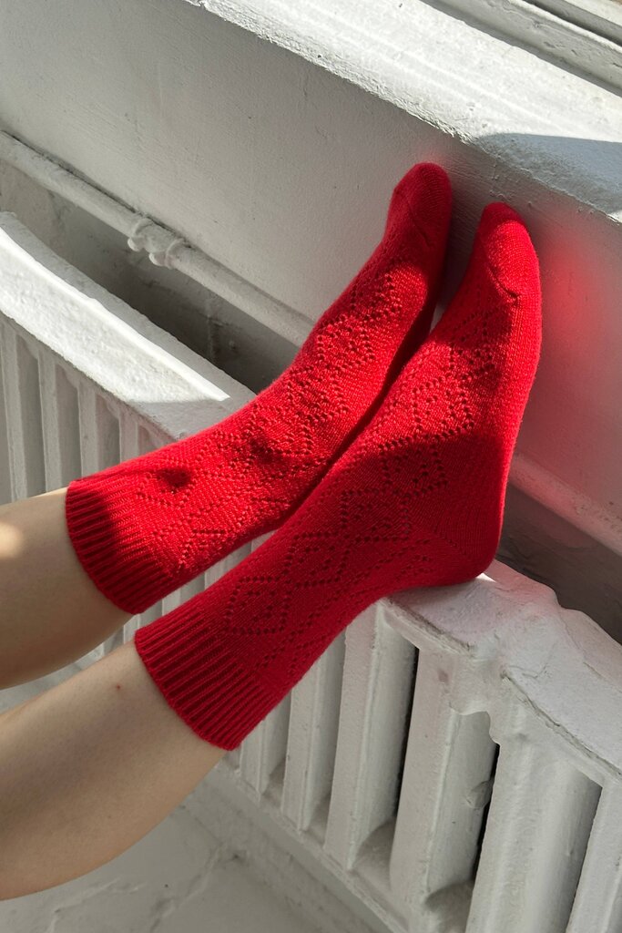 Le Bon Shoppe - Red Pointelle Cashmere-blend Socks
