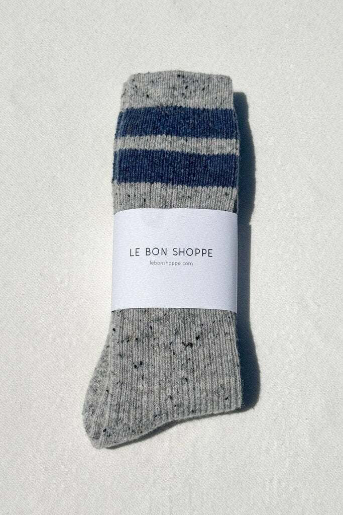 Le Bon Shoppe - Grey Confetti w/Blue Varsity Stripe Snow Socks