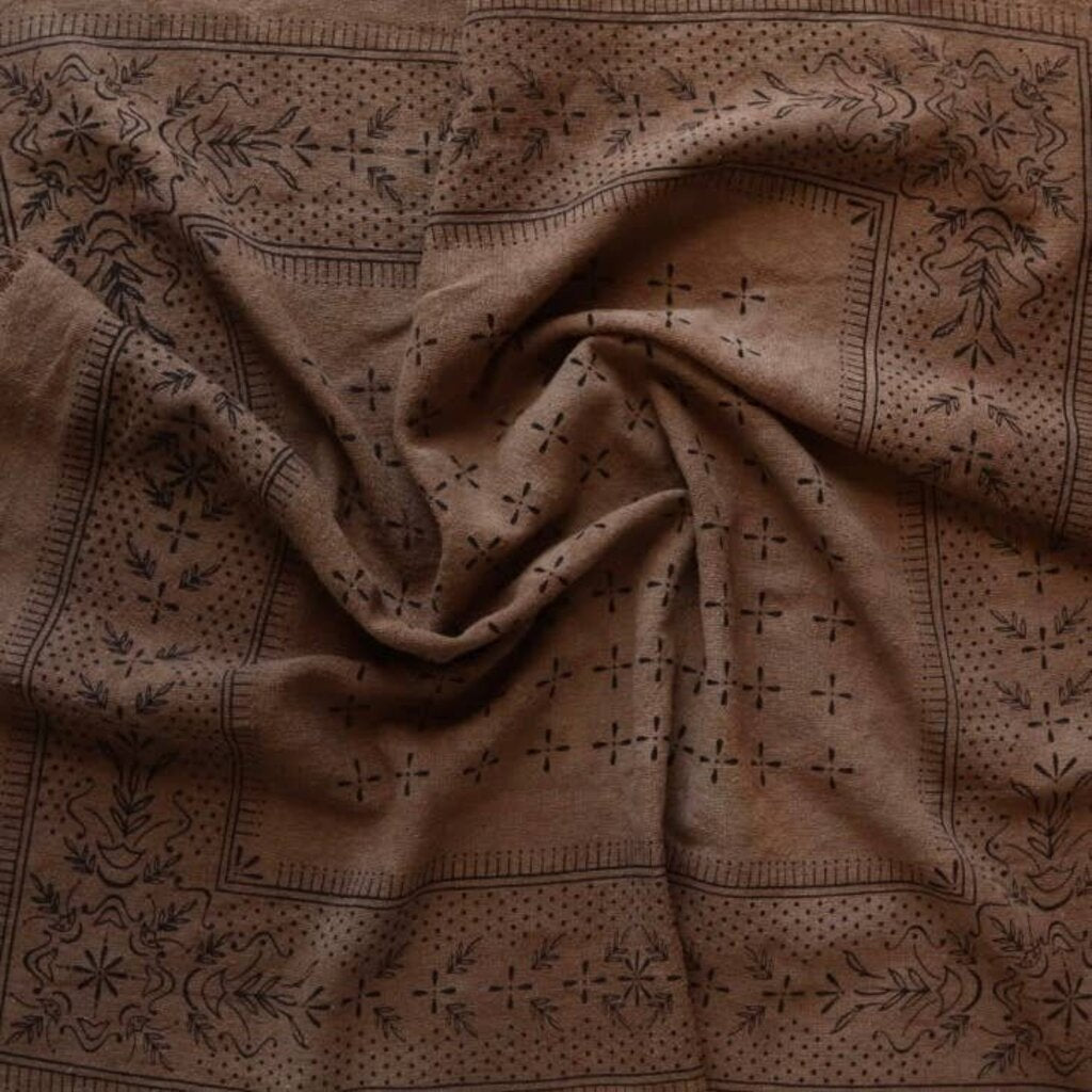 Eco Raw Studio - Plant-dyed Raw Silk Bandana - Portabello + Charcoal