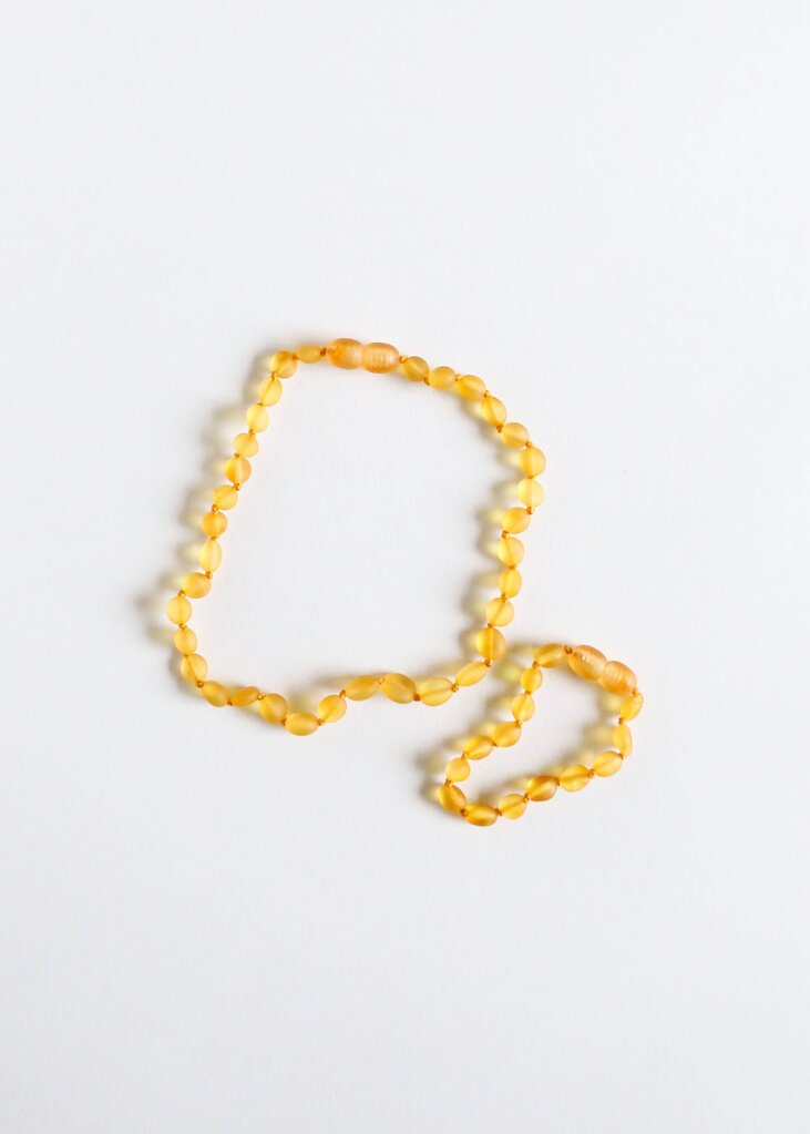 Canyon Leaf - Raw Honey Baltic Amber Knotted Strand Necklace - Baby